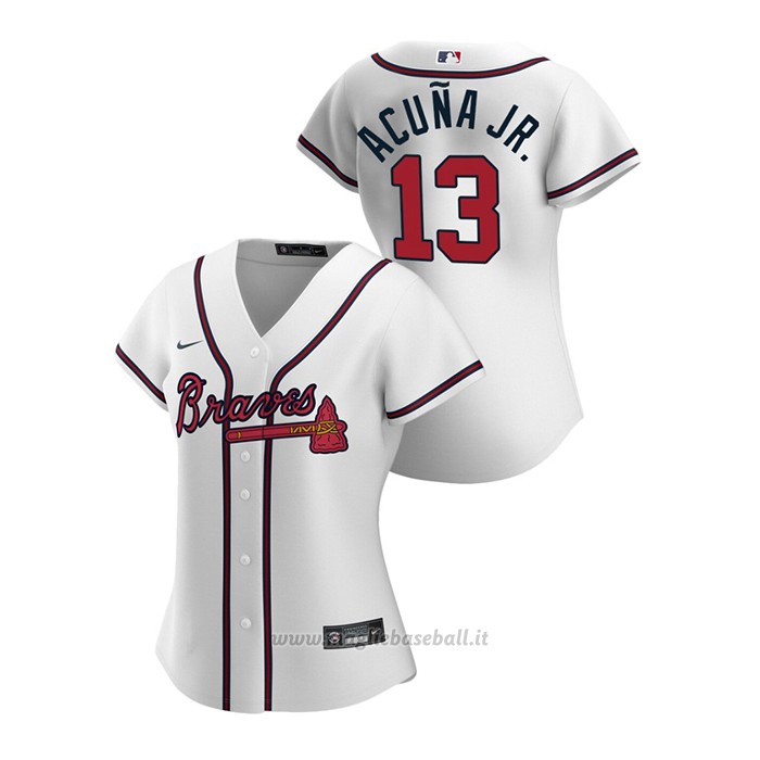 Maglia Baseball Donna Atlanta Braves Ronald Acuna Jr. 2020 Replica Primera Bianco